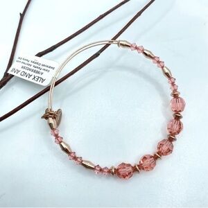 Alex And Ani Peony Swarovski Crystal Shiny Rose Gold Beaded Bangle Bracelet NWT